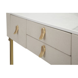 Console 3 tiroirs Beauty – Bois de pin, MDF et métal crème et or 100x40x80 cm