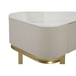 Console 3 tiroirs Beauty – Bois de pin, MDF et métal crème et or 100x40x80 cm