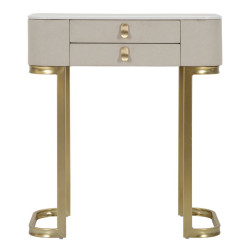 Console 2 tiroirs Beauty – Bois de pin, MDF et métal crème et or 70x40x80 cm