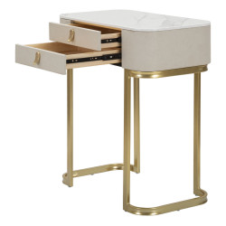 Console 2 tiroirs Beauty – Bois de pin, MDF et métal crème et or 70x40x80 cm