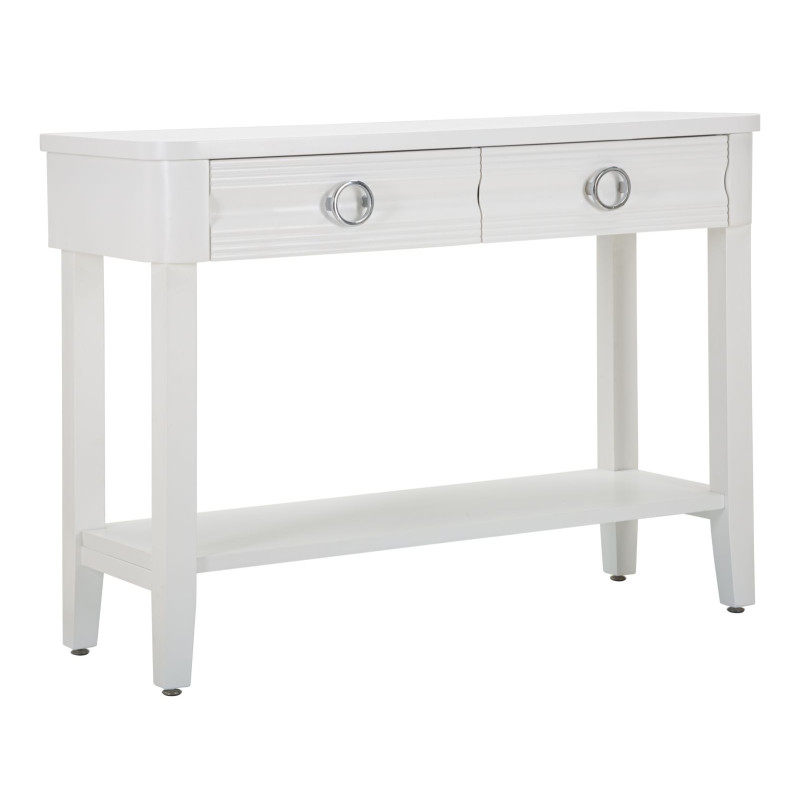 Console Shine – Bois de sapin, MDF et métal blanc 110x40x82 cm
