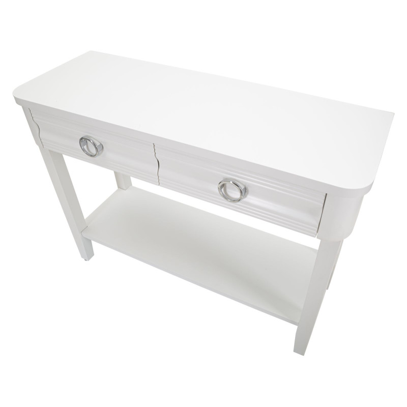 Console Shine – Bois de sapin, MDF et métal blanc 110x40x82 cm