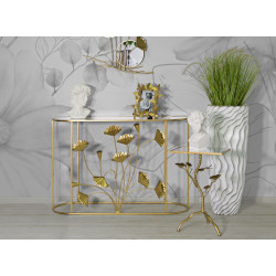 Consola Flow – Metal dorado, MDF y espejo 120x40x80 cm