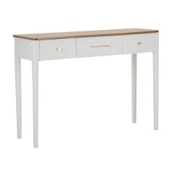 Console Matera – Bois de frêne, pin, MDF et métal blanc/marron 107x37x80 cm