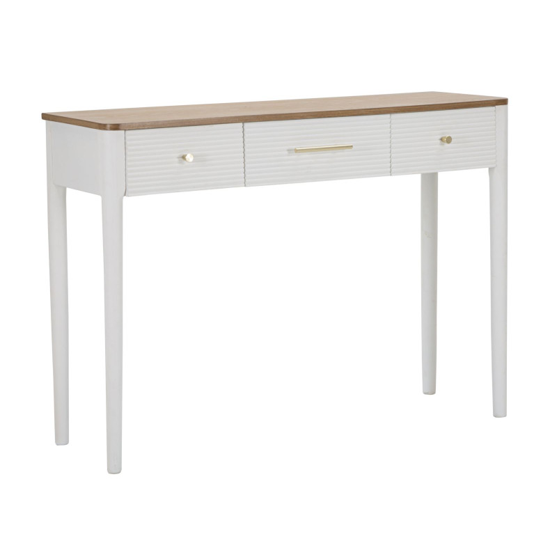 Console Matera – Bois de frêne, pin, MDF et métal blanc/marron 107x37x80 cm