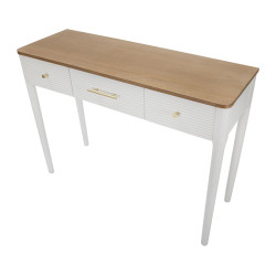 Consola Matera – Madera de fresno, pino, MDF y metal blanco/marrón 107x37x80 cm
