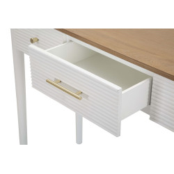 Console Matera – Bois de frêne, pin, MDF et métal blanc/marron 107x37x80 cm