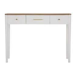 Console Matera – Bois de frêne, pin, MDF et métal blanc/marron 107x37x80 cm
