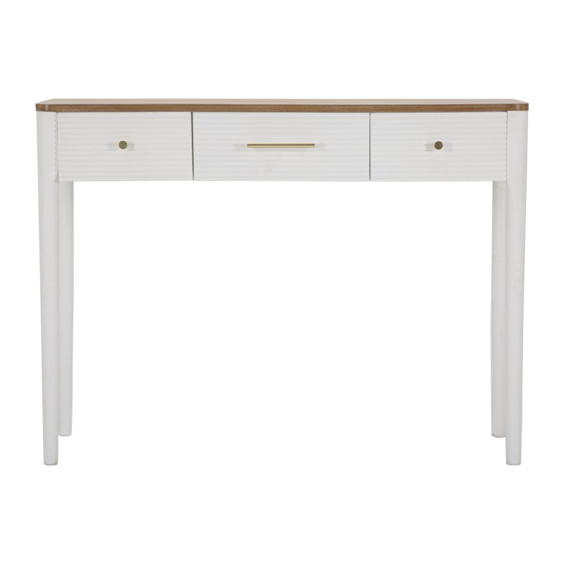 Console Matera – Bois de frêne, pin, MDF et métal blanc/marron 107x37x80 cm