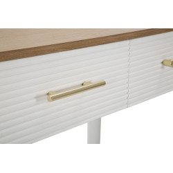 Consola Matera – Madera de fresno, pino, MDF y metal blanco/marrón 107x37x80 cm