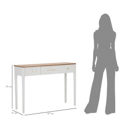 Consola Matera – Madera de fresno, pino, MDF y metal blanco/marrón 107x37x80 cm