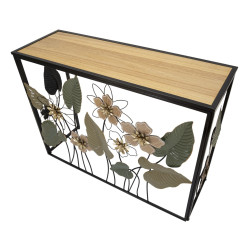 Console con molla – Metallo nero, MDF e vetro multicolore 108x36,8x80 cm