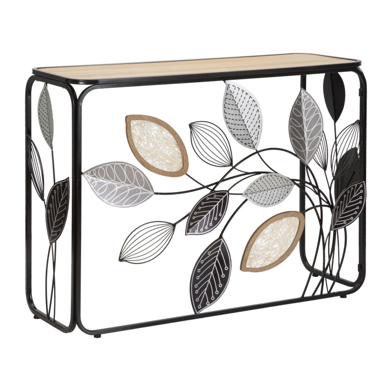 Console Autunno – Metallo nero, MDF e vetro multicolore 108x36,8x80 cm
