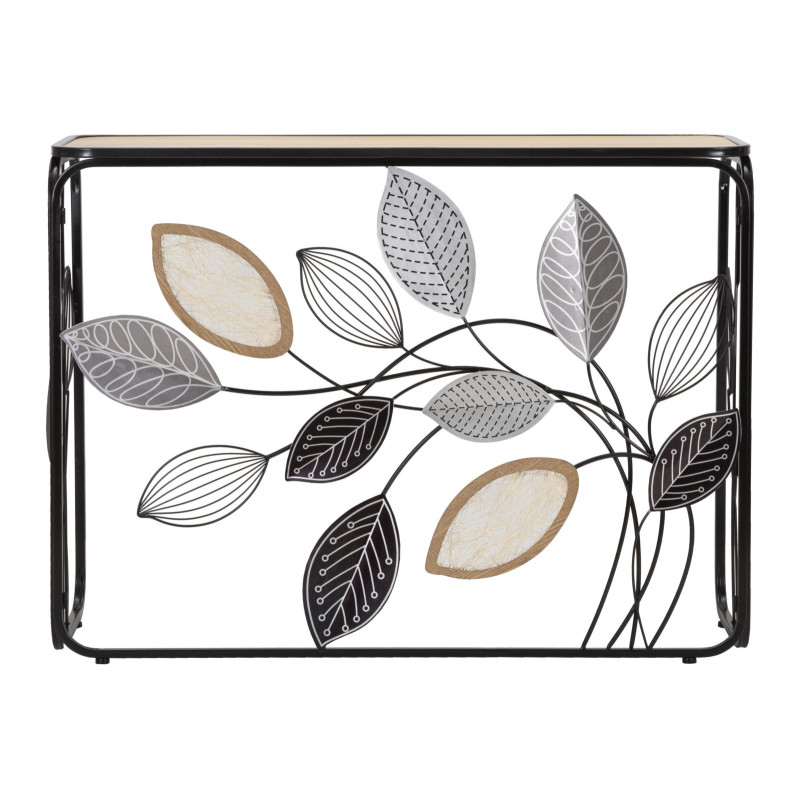 Console Automne – Métal noir, MDF et verre multicolore 108x36,8x80 cm
