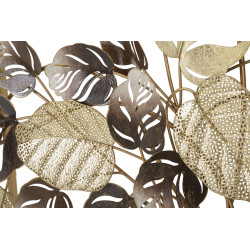 Console Leavy – Métal doré, MDF et verre multicolore 108x36,8x80 cm