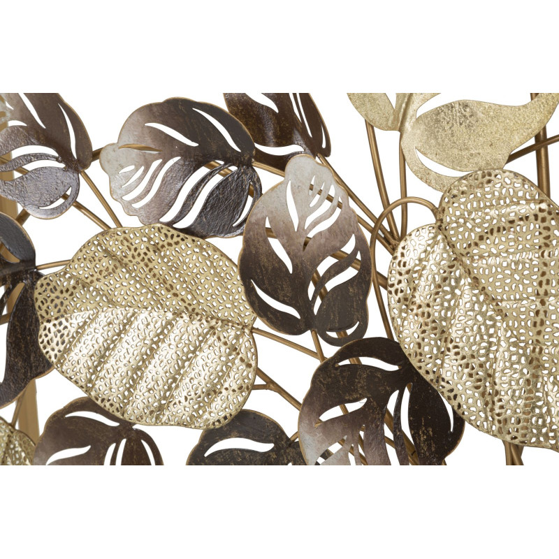 Console Leavy – Métal doré, MDF et verre multicolore 108x36,8x80 cm