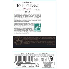 Magnum Coffret Cadeau Caisse Bois - Château Tour Prignac 2018 Médoc Cru Bourgeois - Vin Rouge de Bordeaux