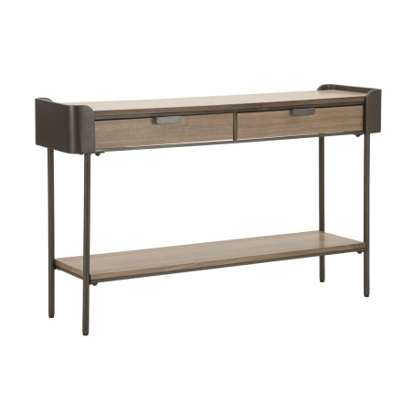 Console Toronto – Bois de sapin et métal gris/marron 120x31x72 cm