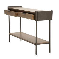 Console Toronto – Bois de sapin et métal gris/marron 120x31x72 cm