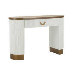 Console Tolosa – MDF, frêne et métal blanc, brun et or 121x40x78 cm