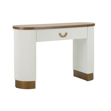 Console Tolosa – MDF, freixo e metal branco, castanho e dourado 121x40x78 cm