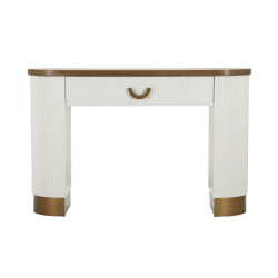 Console Tolosa – MDF, freixo e metal branco, castanho e dourado 121x40x78 cm