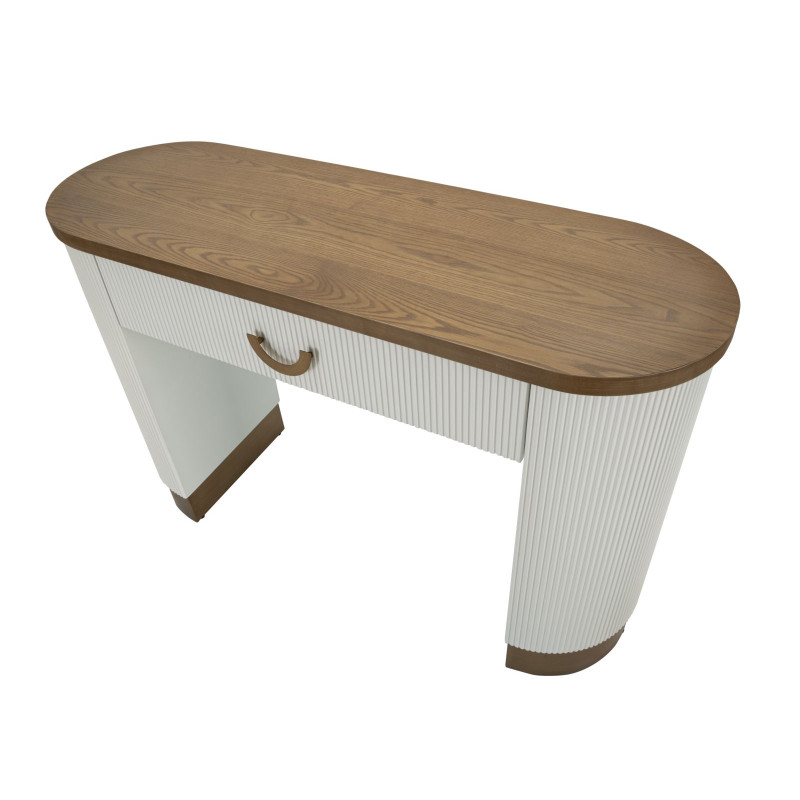 Console Tolosa – MDF, freixo e metal branco, castanho e dourado 121x40x78 cm
