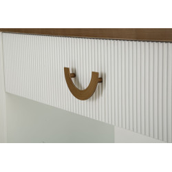 Console Tolosa – MDF, frêne et métal blanc, brun et or 121x40x78 cm