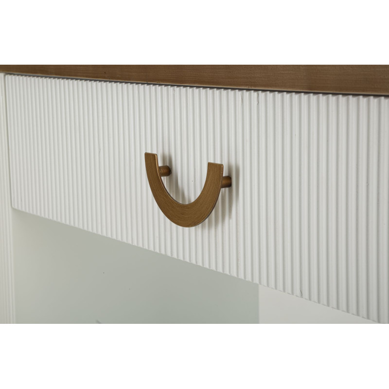 Console Tolosa – MDF, freixo e metal branco, castanho e dourado 121x40x78 cm