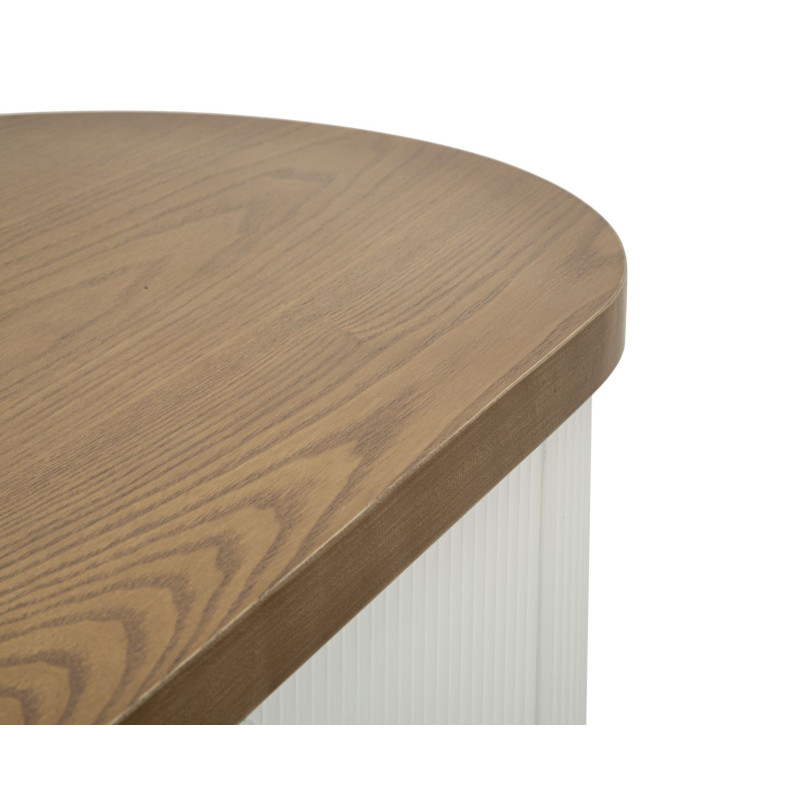 Console Tolosa – MDF, frêne et métal blanc, brun et or 121x40x78 cm