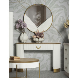 Console Tolosa – MDF, freixo e metal branco, castanho e dourado 121x40x78 cm