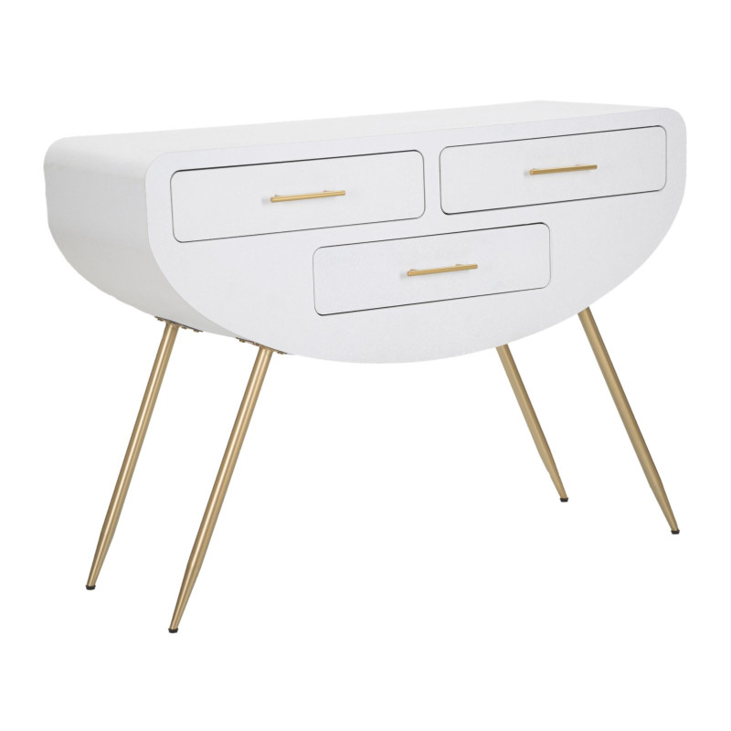 Console Venus – MDF e metallo bianco e oro 110x40x80 cm