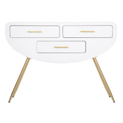 Console Venus – MDF et métal blanc et or 110x40x80 cm