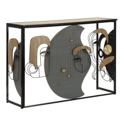 Console Picassy – MDF, métal et miroir multicolore 108x38x79 cm