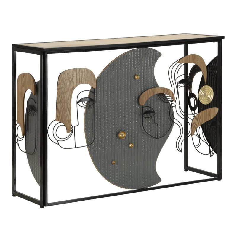 Console Picassy – MDF, metallo e specchio multicolore 108x38x79 cm