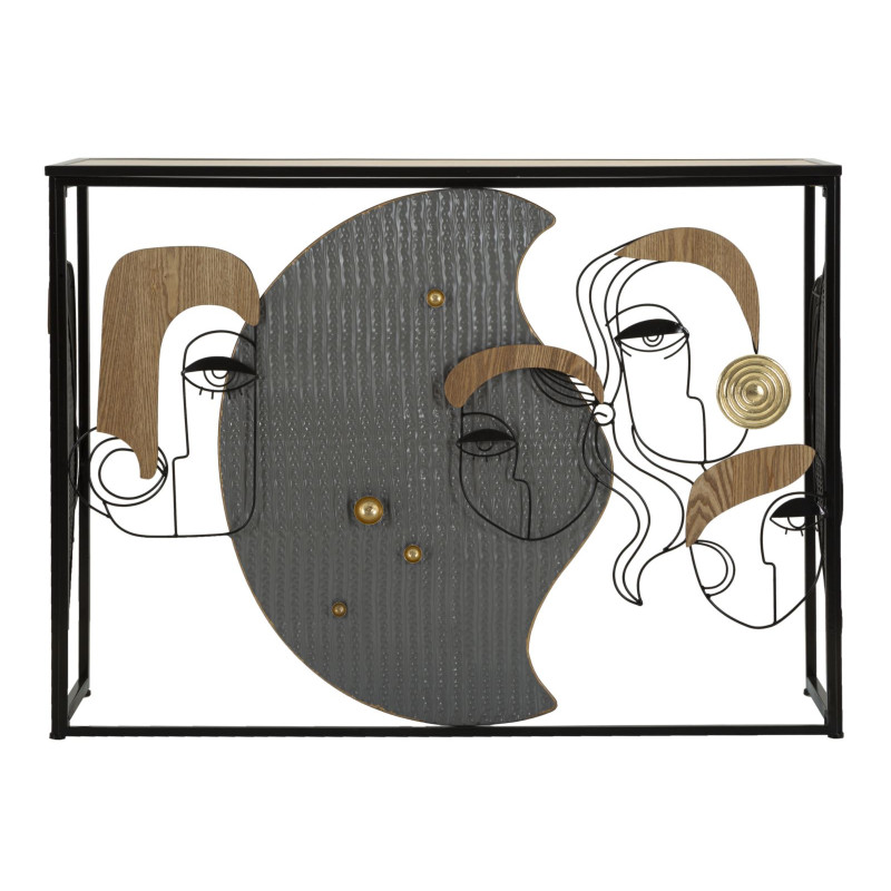 Console Picassy – MDF, métal et miroir multicolore 108x38x79 cm