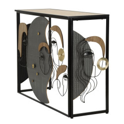 Console Picassy – MDF, métal et miroir multicolore 108x38x79 cm