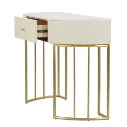 Console Sharon – Pino, MDF, metallo e plastica bianco e oro 100x40x75 cm