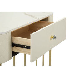 Console Sharon – Bois de pin, MDF, métal et plastique blanc et or 100x40x75 cm