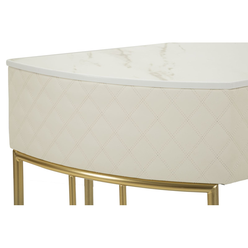 Console Sharon – Pino, MDF, metallo e plastica bianco e oro 100x40x75 cm