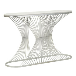 Console Bande – Métal argenté et marbre 120x35x79 cm