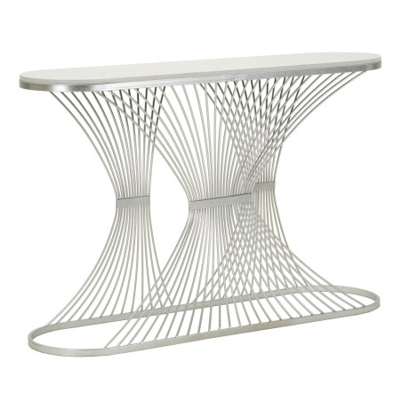 Console Bande – Metallo argentato e marmo 120x35x79 cm