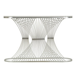 Console Bande – Metallo argentato e marmo 120x35x79 cm