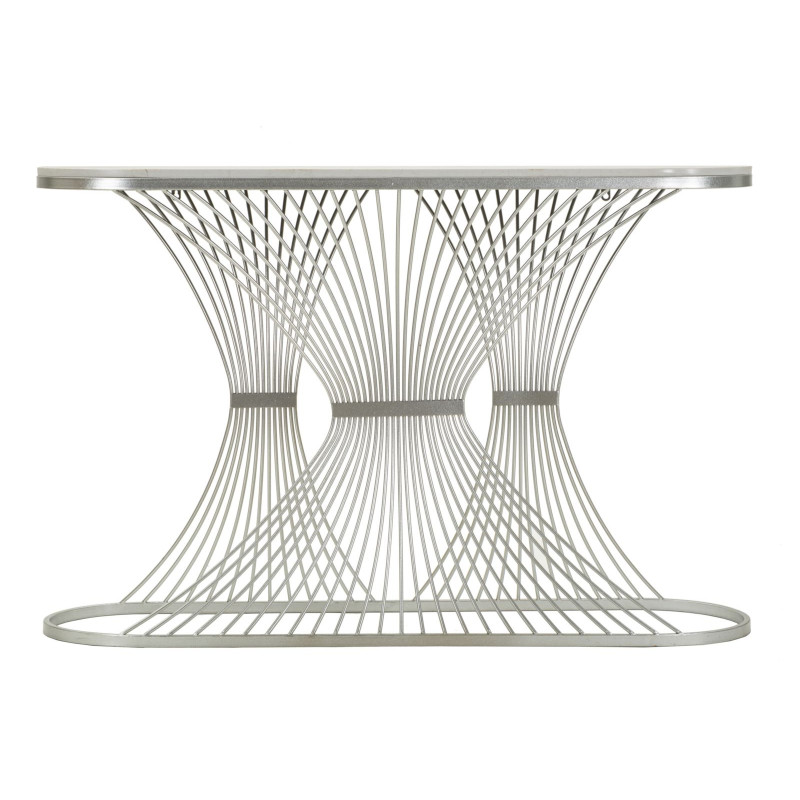 Console Bande – Metallo argentato e marmo 120x35x79 cm