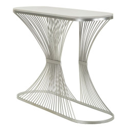 Console Bande – Metallo argentato e marmo 120x35x79 cm