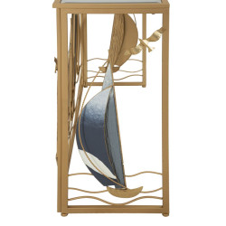 Console Vele – Métal doré, MDF et miroir multicolore 108x37x80 cm