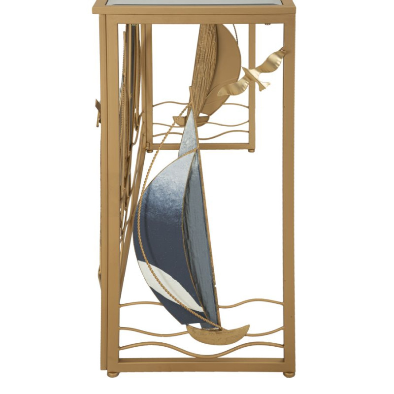 Console Vele – Métal doré, MDF et miroir multicolore 108x37x80 cm