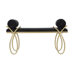 Glam Banc Ribbon Noir – Élégance Sculpturale 112,5x49x53