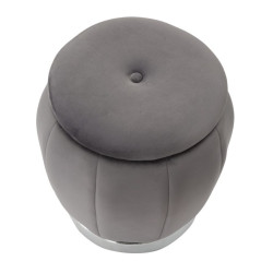 Pouf Coffre Paris Gris & Argent – Reflet d’Élégance Ø43 x 43 cm