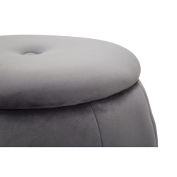 Pouf Coffre Paris Gris & Argent – Reflet d’Élégance Ø43 x 43 cm